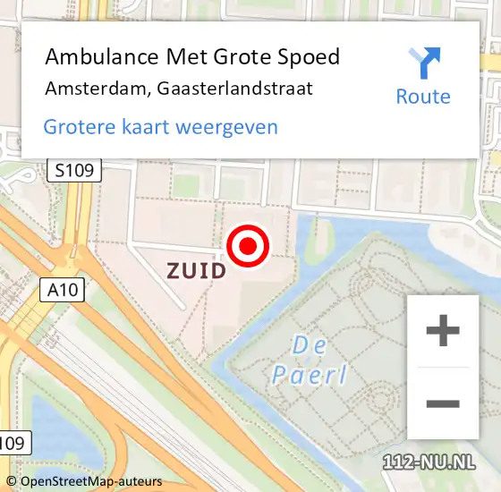 Locatie op kaart van de 112 melding: Ambulance Met Grote Spoed Naar Amsterdam, Gaasterlandstraat op 13 mei 2024 20:41