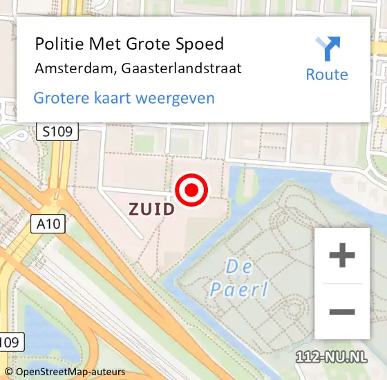 Locatie op kaart van de 112 melding: Politie Met Grote Spoed Naar Amsterdam, Gaasterlandstraat op 13 mei 2024 20:43