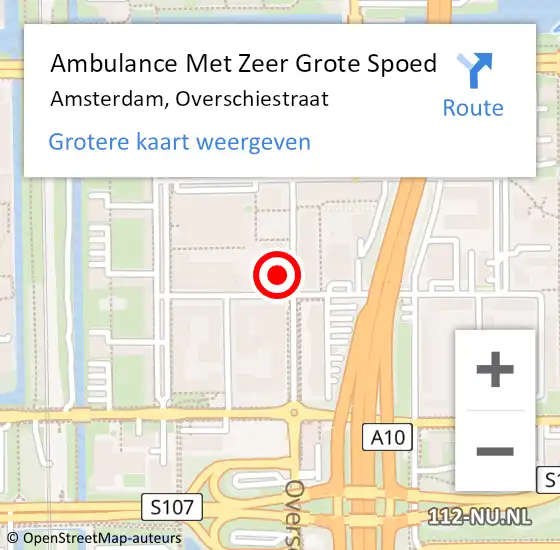 Locatie op kaart van de 112 melding: Ambulance Met Zeer Grote Spoed Naar Amsterdam, Overschiestraat op 13 mei 2024 20:45