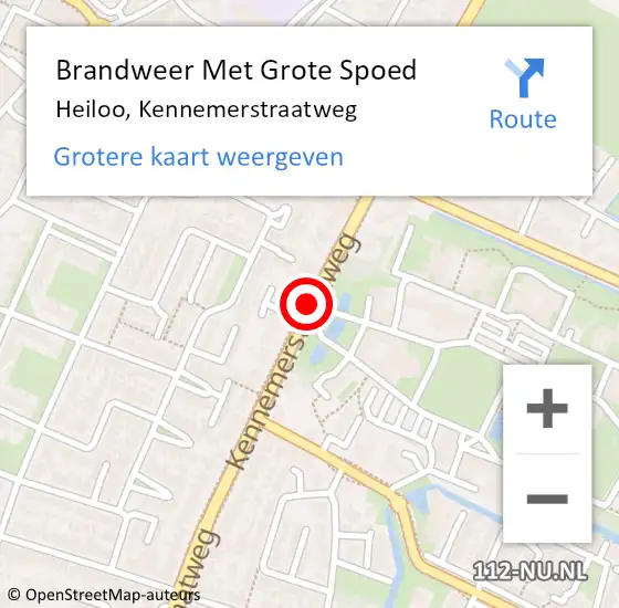 Locatie op kaart van de 112 melding: Brandweer Met Grote Spoed Naar Heiloo, Kennemerstraatweg op 5 oktober 2014 20:12