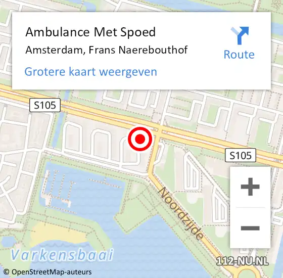 Locatie op kaart van de 112 melding: Ambulance Met Spoed Naar Amsterdam, Frans Naerebouthof op 13 mei 2024 21:07