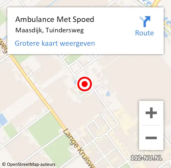 Locatie op kaart van de 112 melding: Ambulance Met Spoed Naar Maasdijk, Tuindersweg op 13 mei 2024 21:10