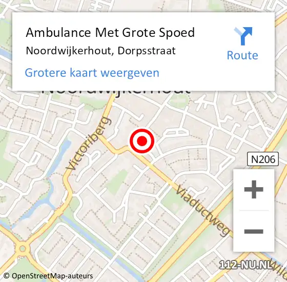 Locatie op kaart van de 112 melding: Ambulance Met Grote Spoed Naar Noordwijkerhout, Dorpsstraat op 13 mei 2024 21:12