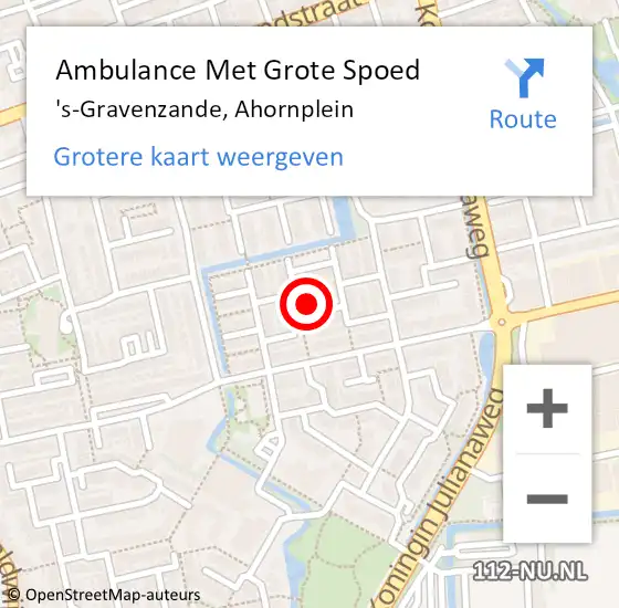 Locatie op kaart van de 112 melding: Ambulance Met Grote Spoed Naar 's-Gravenzande, Ahornplein op 13 mei 2024 21:14