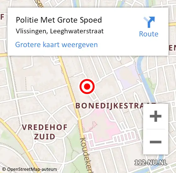 Locatie op kaart van de 112 melding: Politie Met Grote Spoed Naar Vlissingen, Leeghwaterstraat op 13 mei 2024 21:18