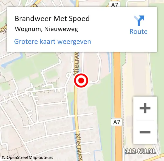 Locatie op kaart van de 112 melding: Brandweer Met Spoed Naar Wognum, Nieuweweg op 13 mei 2024 21:19