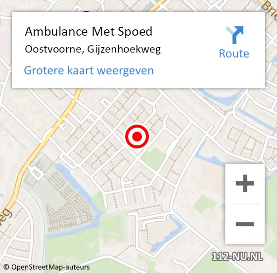 Locatie op kaart van de 112 melding: Ambulance Met Spoed Naar Oostvoorne, Gijzenhoekweg op 13 mei 2024 21:32