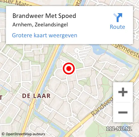 Locatie op kaart van de 112 melding: Brandweer Met Spoed Naar Arnhem, Zeelandsingel op 13 mei 2024 21:50