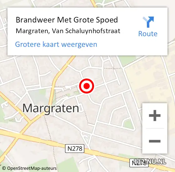Locatie op kaart van de 112 melding: Brandweer Met Grote Spoed Naar Margraten, Van Schaluynhofstraat op 13 mei 2024 21:51