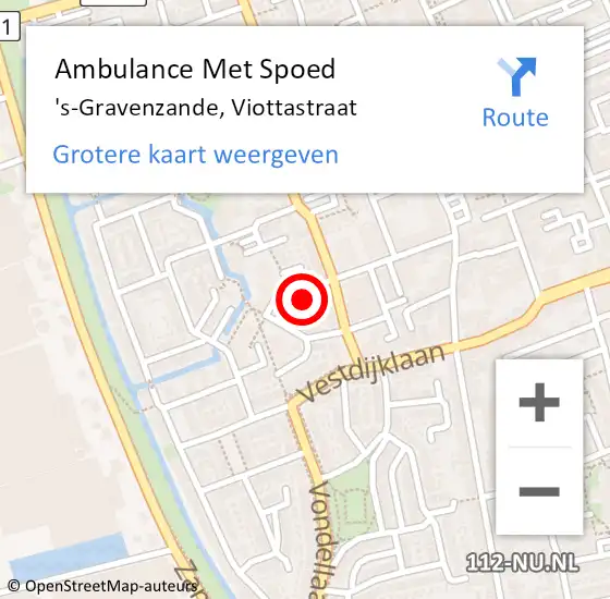 Locatie op kaart van de 112 melding: Ambulance Met Spoed Naar 's-Gravenzande, Viottastraat op 13 mei 2024 21:54