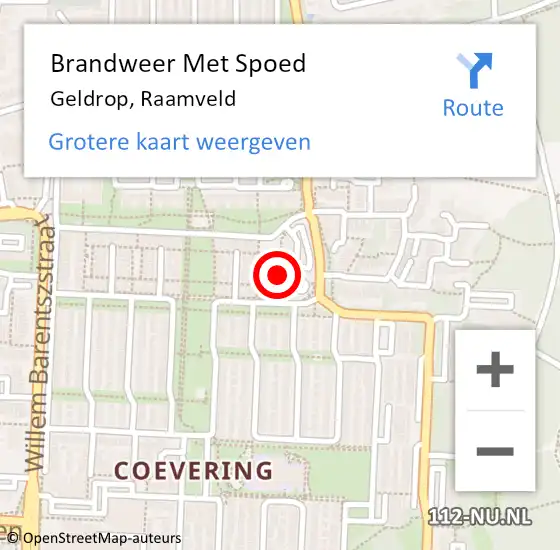 Locatie op kaart van de 112 melding: Brandweer Met Spoed Naar Geldrop, Raamveld op 13 mei 2024 21:59