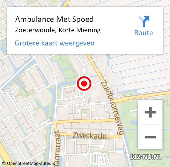 Locatie op kaart van de 112 melding: Ambulance Met Spoed Naar Zoeterwoude, Korte Miening op 13 mei 2024 22:18