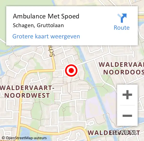 Locatie op kaart van de 112 melding: Ambulance Met Spoed Naar Schagen, Gruttolaan op 13 mei 2024 22:25