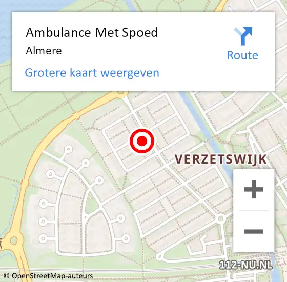 Locatie op kaart van de 112 melding: Ambulance Met Spoed Naar Almere op 13 mei 2024 22:28