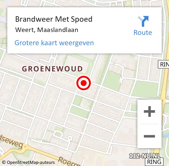 Locatie op kaart van de 112 melding: Brandweer Met Spoed Naar Weert, Maaslandlaan op 13 mei 2024 22:35