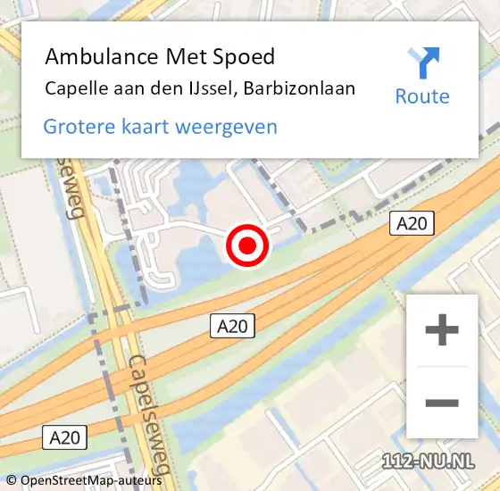 Locatie op kaart van de 112 melding: Ambulance Met Spoed Naar Capelle aan den IJssel, Barbizonlaan op 13 mei 2024 22:40