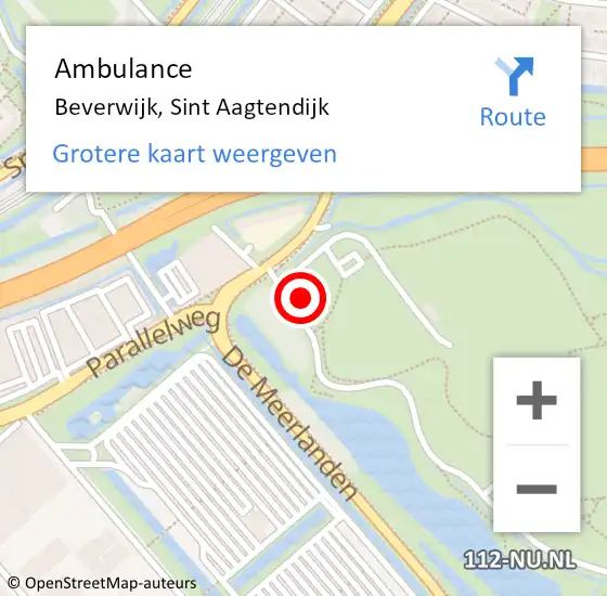 Locatie op kaart van de 112 melding: Ambulance Beverwijk, Sint Aagtendijk op 13 mei 2024 22:40