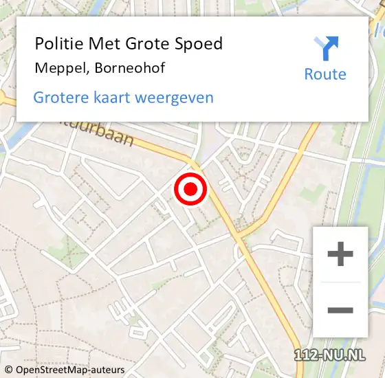 Locatie op kaart van de 112 melding: Politie Met Grote Spoed Naar Meppel, Borneohof op 13 mei 2024 22:57