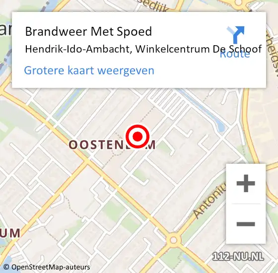 Locatie op kaart van de 112 melding: Brandweer Met Spoed Naar Hendrik-Ido-Ambacht, Winkelcentrum De Schoof op 13 mei 2024 22:58