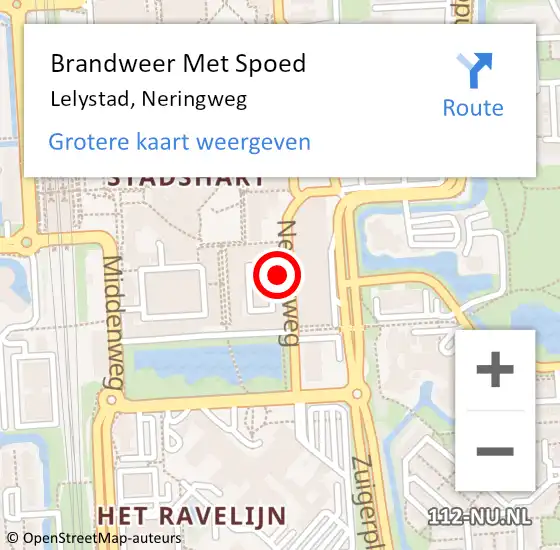 Locatie op kaart van de 112 melding: Brandweer Met Spoed Naar Lelystad, Neringweg op 13 mei 2024 23:00