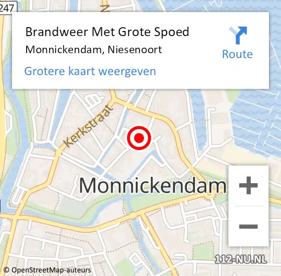 Locatie op kaart van de 112 melding: Brandweer Met Grote Spoed Naar Monnickendam, Niesenoort op 13 mei 2024 23:07