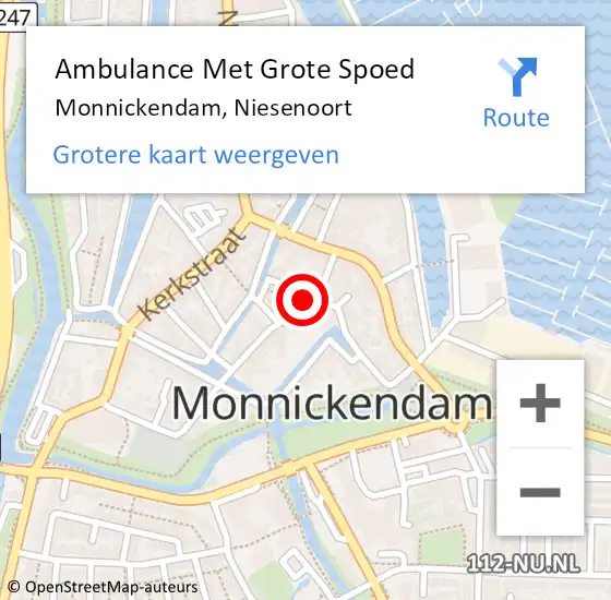 Locatie op kaart van de 112 melding: Ambulance Met Grote Spoed Naar Monnickendam, Niesenoort op 13 mei 2024 23:12