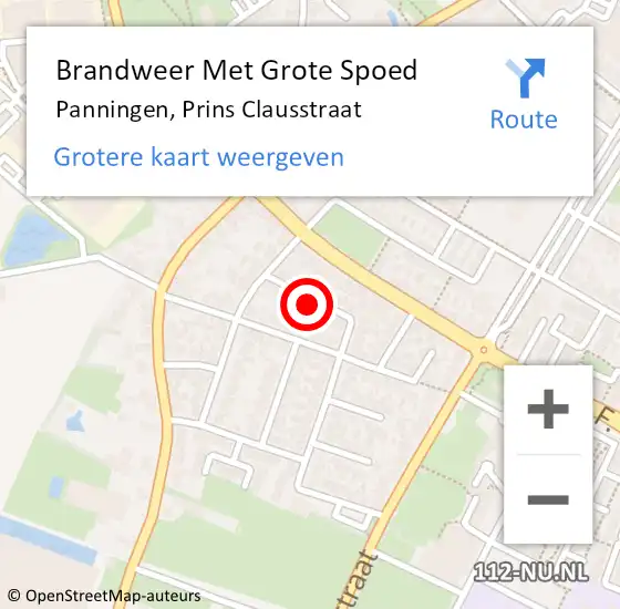 Locatie op kaart van de 112 melding: Brandweer Met Grote Spoed Naar Panningen, Prins Clausstraat op 13 mei 2024 23:16