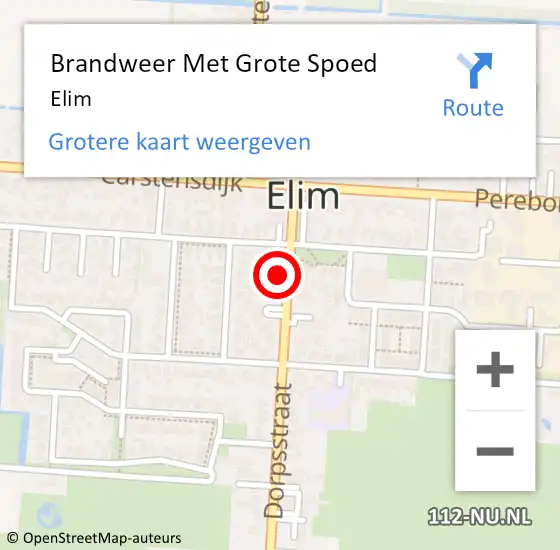 Locatie op kaart van de 112 melding: Brandweer Met Grote Spoed Naar Elim op 13 mei 2024 23:22