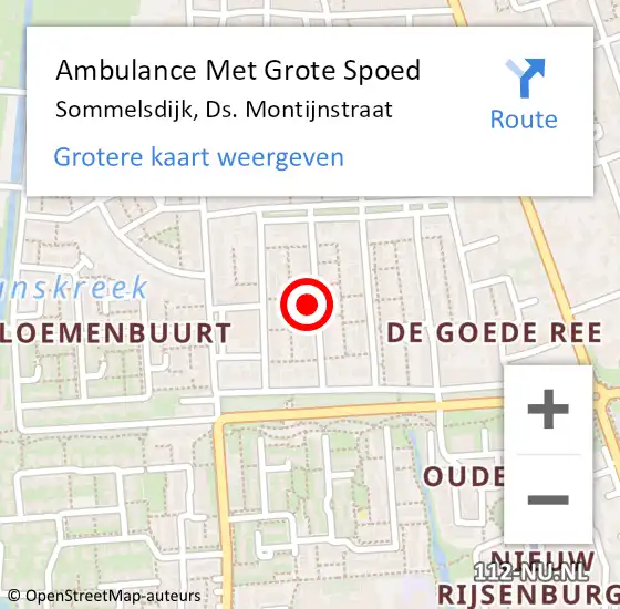 Locatie op kaart van de 112 melding: Ambulance Met Grote Spoed Naar Sommelsdijk, Ds. Montijnstraat op 13 mei 2024 23:32