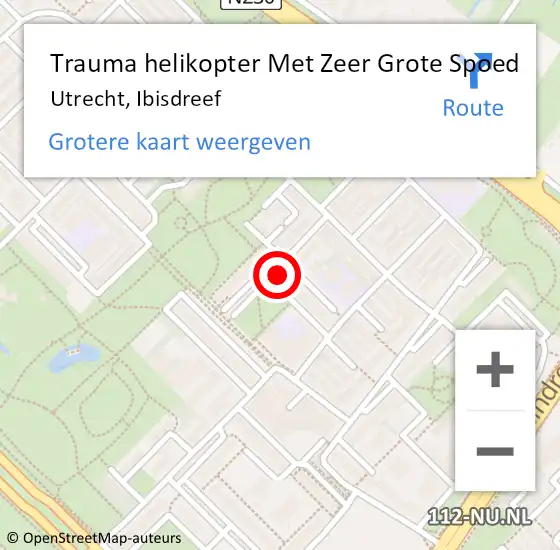 Locatie op kaart van de 112 melding: Trauma helikopter Met Zeer Grote Spoed Naar Utrecht, Ibisdreef op 13 mei 2024 23:44