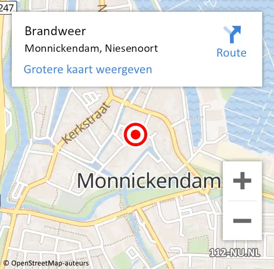 Locatie op kaart van de 112 melding: Brandweer Monnickendam, Niesenoort op 13 mei 2024 23:44