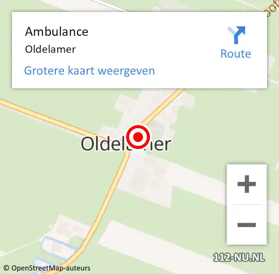 Locatie op kaart van de 112 melding: Ambulance Oldelamer op 13 mei 2024 23:45