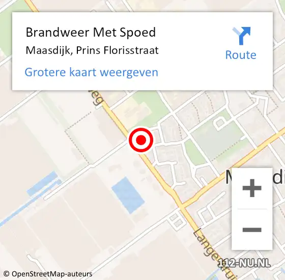 Locatie op kaart van de 112 melding: Brandweer Met Spoed Naar Maasdijk, Prins Florisstraat op 13 mei 2024 23:48