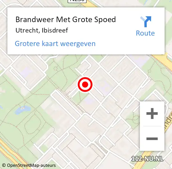 Locatie op kaart van de 112 melding: Brandweer Met Grote Spoed Naar Utrecht, Ibisdreef op 13 mei 2024 23:48