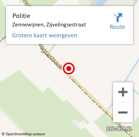Locatie op kaart van de 112 melding: Politie Zennewijnen, Zijvelingsestraat op 13 mei 2024 23:57