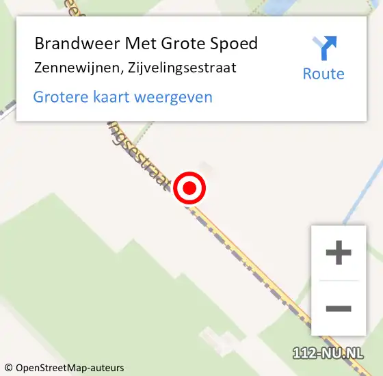 Locatie op kaart van de 112 melding: Brandweer Met Grote Spoed Naar Zennewijnen, Zijvelingsestraat op 13 mei 2024 23:58