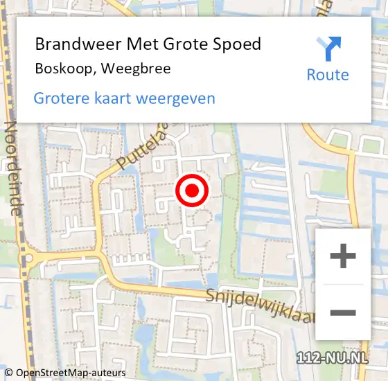 Locatie op kaart van de 112 melding: Brandweer Met Grote Spoed Naar Boskoop, Weegbree op 14 mei 2024 00:03