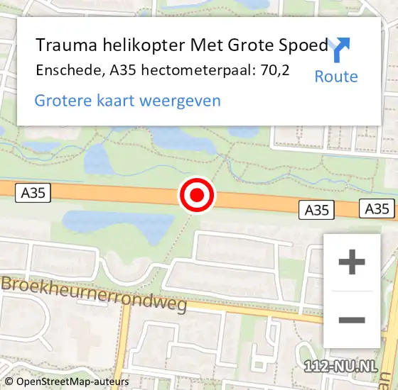 Locatie op kaart van de 112 melding: Trauma helikopter Met Grote Spoed Naar Enschede, A35 hectometerpaal: 70,2 op 14 mei 2024 00:09