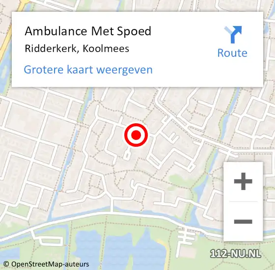 Locatie op kaart van de 112 melding: Ambulance Met Spoed Naar Ridderkerk, Koolmees op 14 mei 2024 00:09