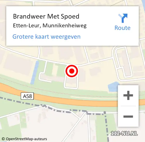 Locatie op kaart van de 112 melding: Brandweer Met Spoed Naar Etten-Leur, Munnikenheiweg op 14 mei 2024 00:15
