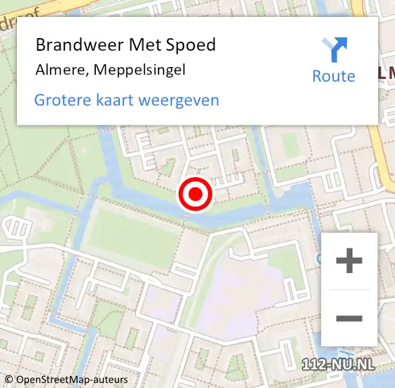 Locatie op kaart van de 112 melding: Brandweer Met Spoed Naar Almere, Meppelsingel op 14 mei 2024 00:19