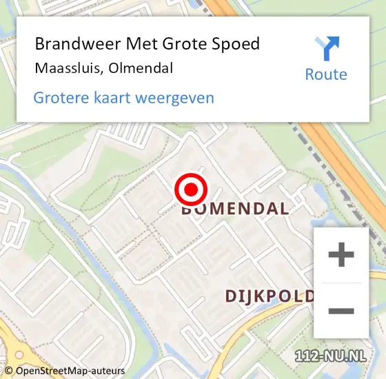 Locatie op kaart van de 112 melding: Brandweer Met Grote Spoed Naar Maassluis, Olmendal op 14 mei 2024 01:00