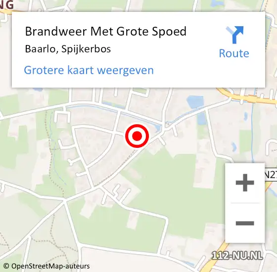 Locatie op kaart van de 112 melding: Brandweer Met Grote Spoed Naar Baarlo, Spijkerbos op 14 mei 2024 01:17