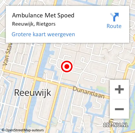 Locatie op kaart van de 112 melding: Ambulance Met Spoed Naar Reeuwijk, Rietgors op 14 mei 2024 01:37