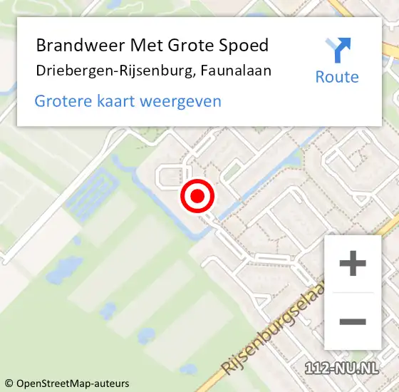 Locatie op kaart van de 112 melding: Brandweer Met Grote Spoed Naar Driebergen-Rijsenburg, Faunalaan op 14 mei 2024 01:52