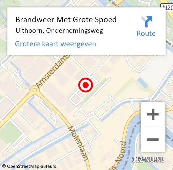 Locatie op kaart van de 112 melding: Brandweer Met Grote Spoed Naar Uithoorn, Ondernemingsweg op 14 mei 2024 01:56