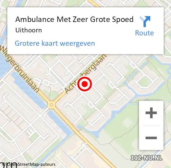 Locatie op kaart van de 112 melding: Ambulance Met Zeer Grote Spoed Naar Uithoorn op 14 mei 2024 01:57