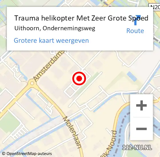 Locatie op kaart van de 112 melding: Trauma helikopter Met Zeer Grote Spoed Naar Uithoorn, Ondernemingsweg op 14 mei 2024 01:57