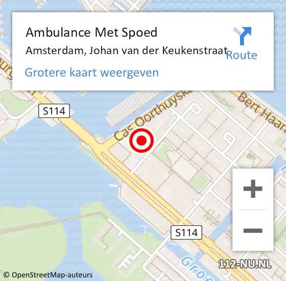 Locatie op kaart van de 112 melding: Ambulance Met Spoed Naar Amsterdam, Johan van der Keukenstraat op 14 mei 2024 01:59