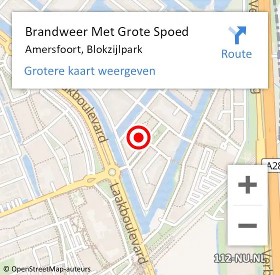 Locatie op kaart van de 112 melding: Brandweer Met Grote Spoed Naar Amersfoort, Blokzijlpark op 14 mei 2024 02:00